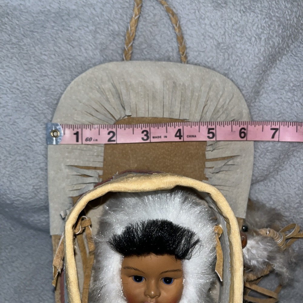Vintage Papoose Indian Doll Leather Dream Catcher Eskimo Native In Cradle - Picture 12 of 12